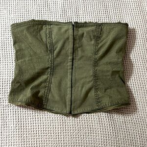 Free People; green corset top, size Medium